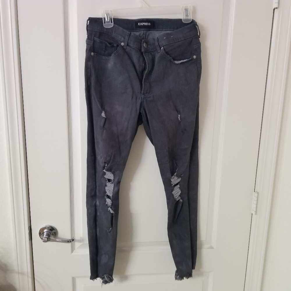 Express Jeans - Bluish Gray, Distressed